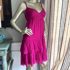 NWT Cynthia Steffe Magenta Pink Crinkle Ruffle Sun Dress